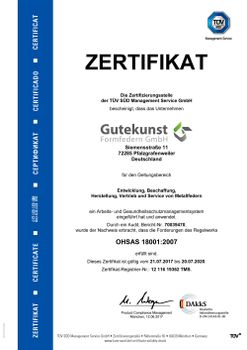 Zertifikat Gutekunst ohsas 18001 -2007